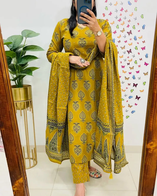 Yellow Designer Azrak Cotton Suit